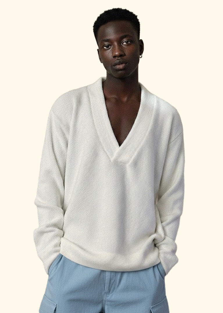 Low Neck Cover Top - White